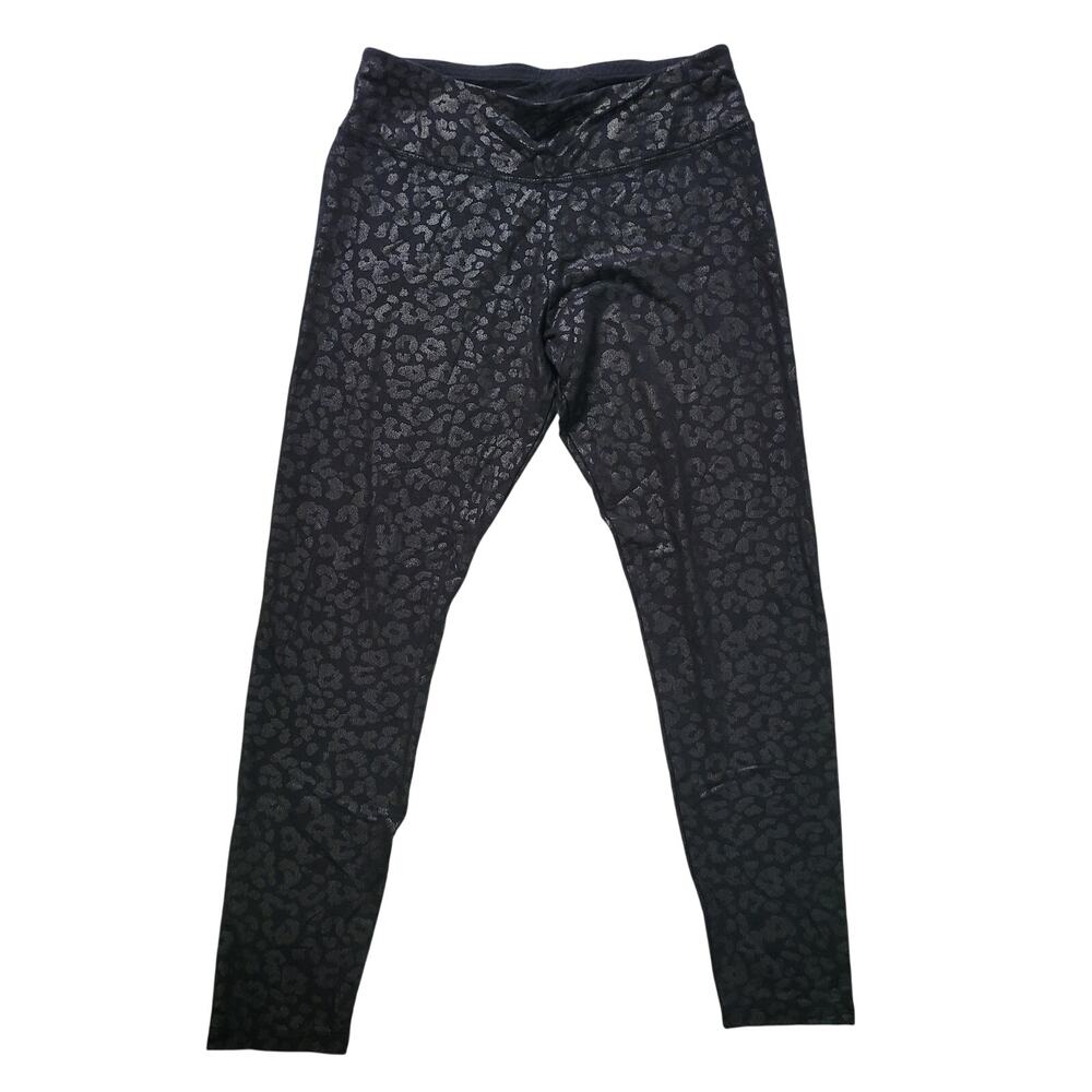 Chico's Zenergy Size 8/10 Pull-On Ankle Leggings Metallic Shine Animal Print‎